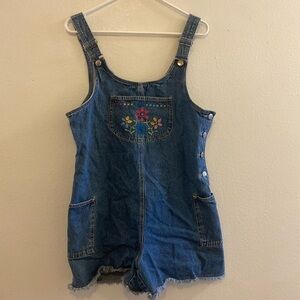 Basic Editions Blue Denim embroidered shirts Overalls